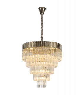 Pendant Round 5 Tier 19 Light E14 Polished Nickel Clear Glass Item Weight: 30.2kg-1