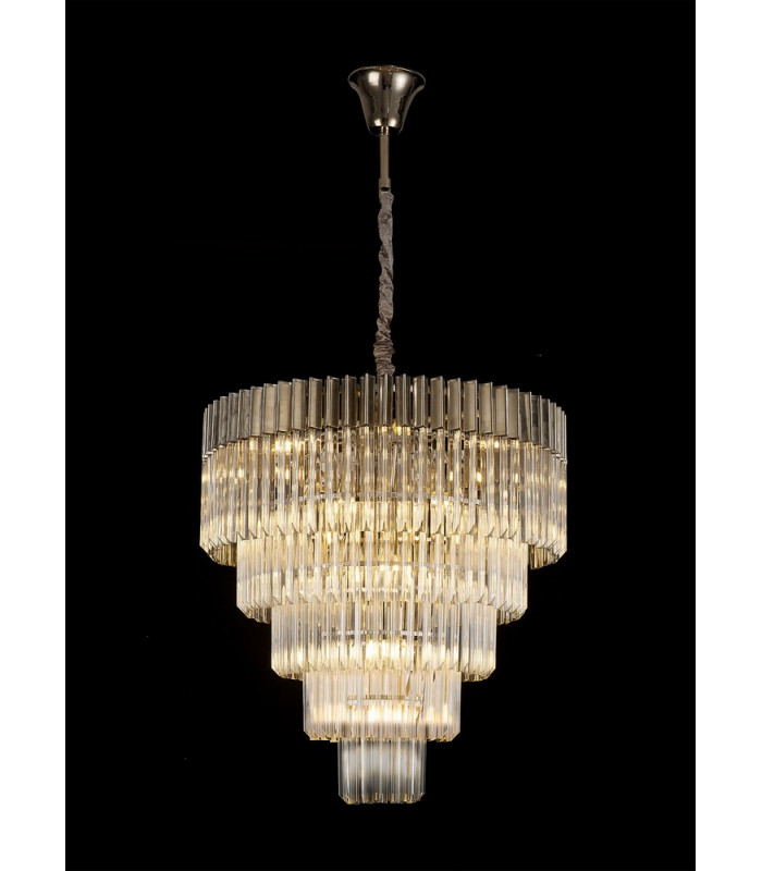 Pendant Round 5 Tier 19 Light E14 Polished Nickel Clear Glass Item Weight: 30.2kg-3