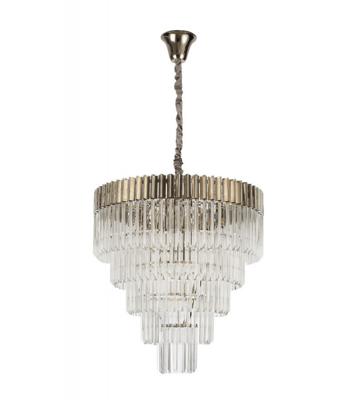 Pendant Round 5 Tier 19 Light E14 Polished Nickel Clear Glass Item Weight: 30.2kg-5