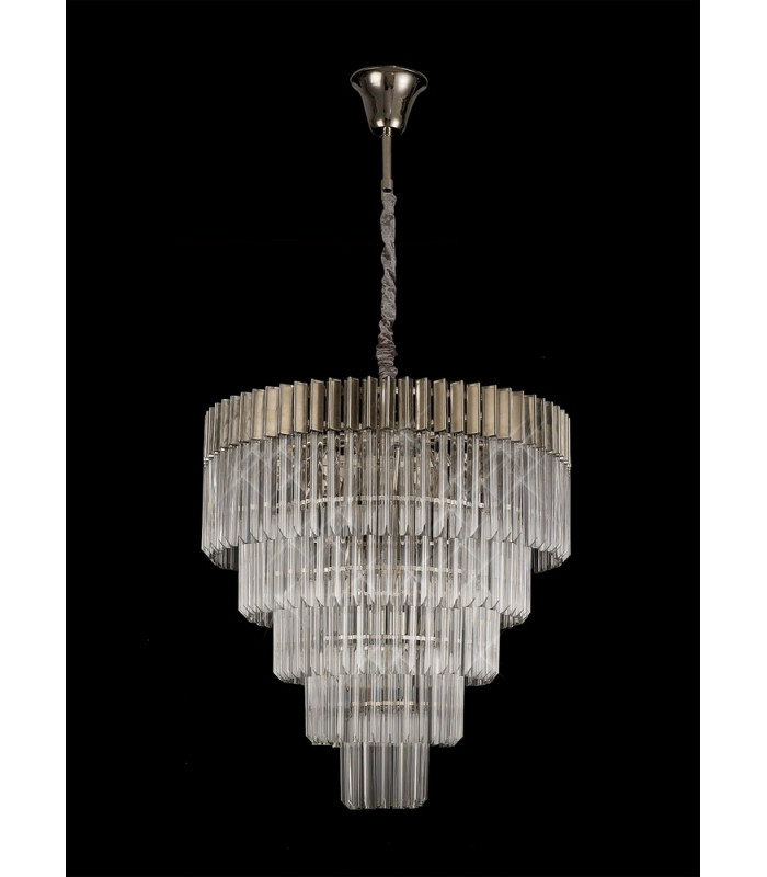 Pendant Round 5 Tier 19 Light E14 Polished Nickel Clear Glass Item Weight: 30.2kg-14