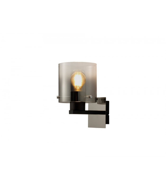 Single Switched Wall Lamp 1 Light E27 Black Smoke Fade Glass-1