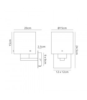Single Switched Wall Lamp 1 Light E27 Black Smoke Fade Glass-2