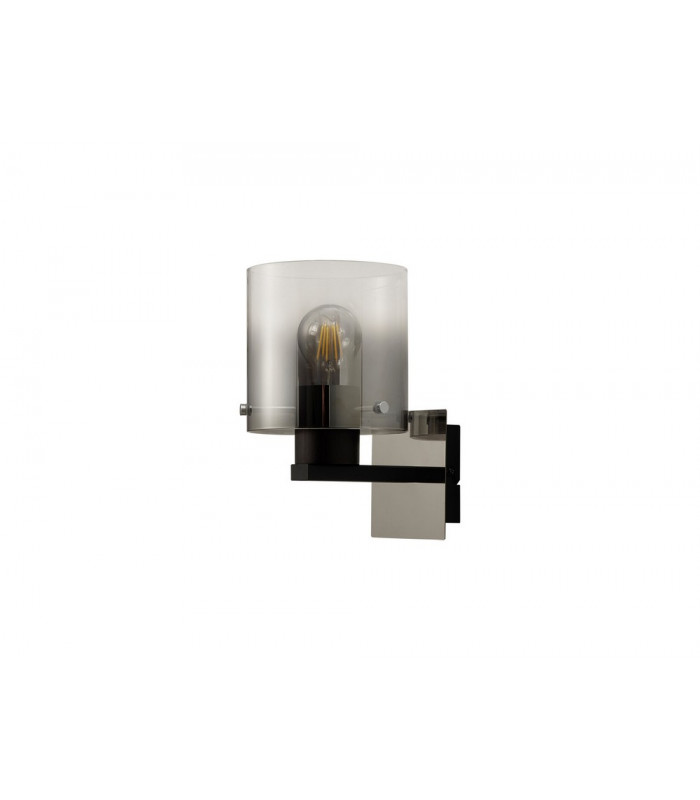 Single Switched Wall Lamp 1 Light E27 Black Smoke Fade Glass-4