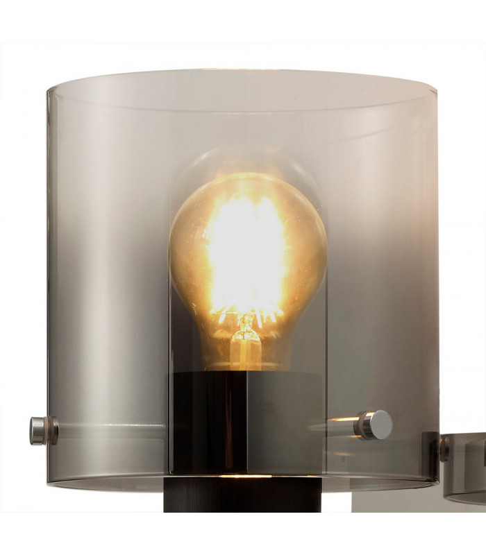 Single Switched Wall Lamp 1 Light E27 Black Smoke Fade Glass-5