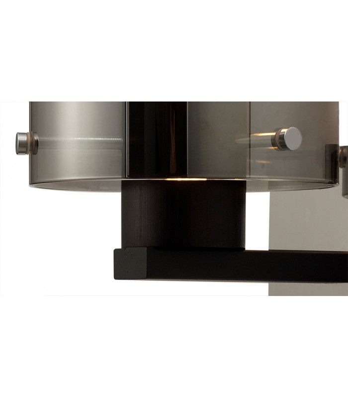 Single Switched Wall Lamp 1 Light E27 Black Smoke Fade Glass-6