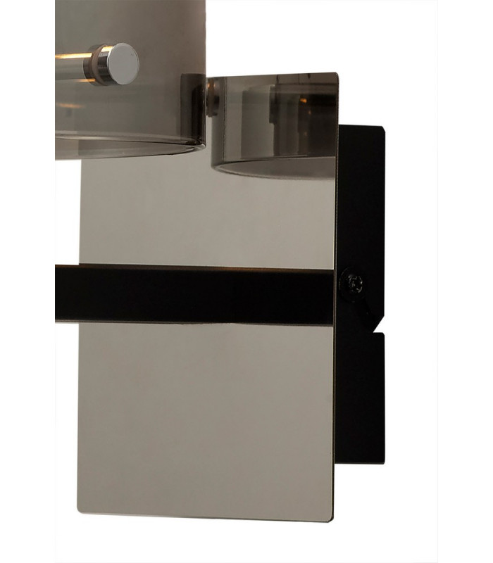 Single Switched Wall Lamp 1 Light E27 Black Smoke Fade Glass-7