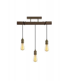Flush Ceiling 3 x E27 Medium Oak Antique Brass-1