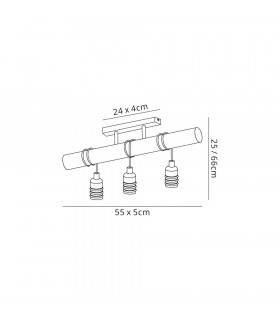 Flush Ceiling 3 x E27 Medium Oak Antique Brass-2
