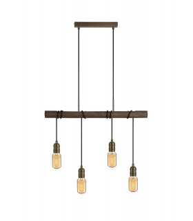 Pendant 4 x E27 Medium Oak Antique Brass-1