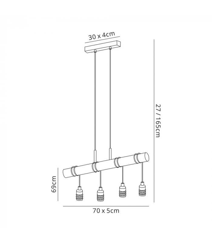 Pendant 4 x E27 Medium Oak Antique Brass-2