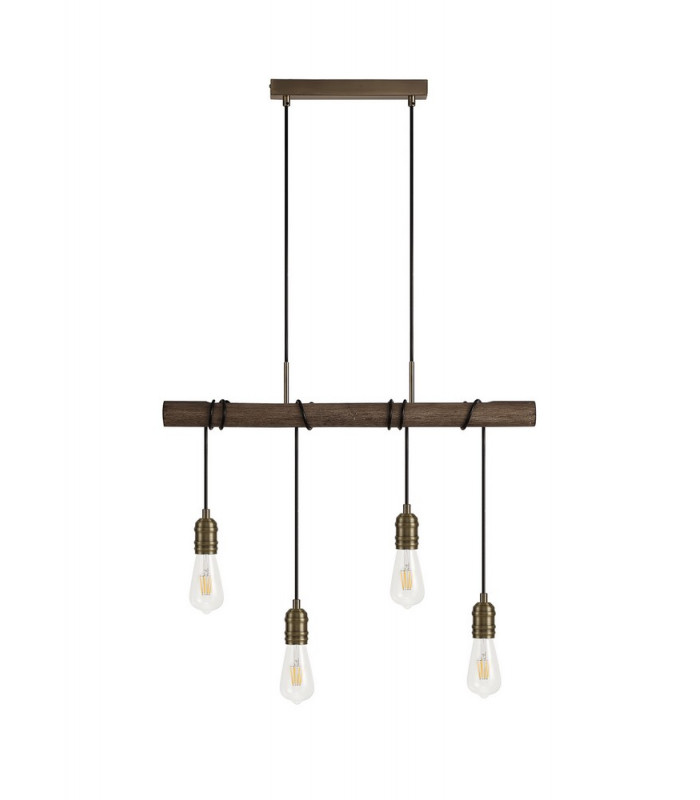 Pendant 4 x E27 Medium Oak Antique Brass-5