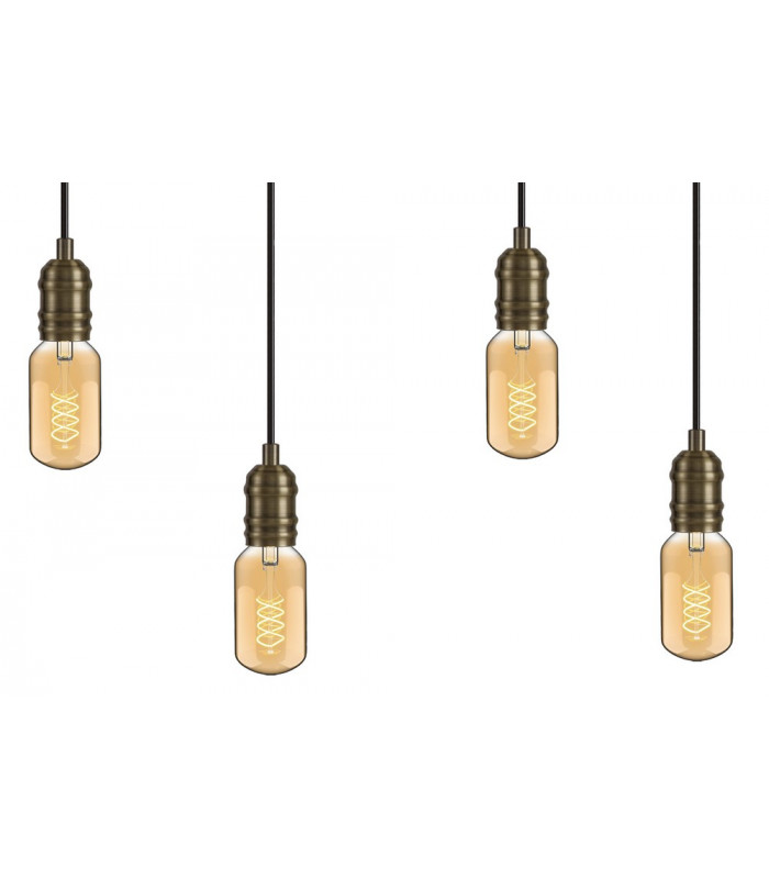 Pendant 4 x E27 Medium Oak Antique Brass-6