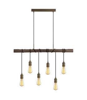 Pendant 6 x E27 Medium Oak Antique Brass-1