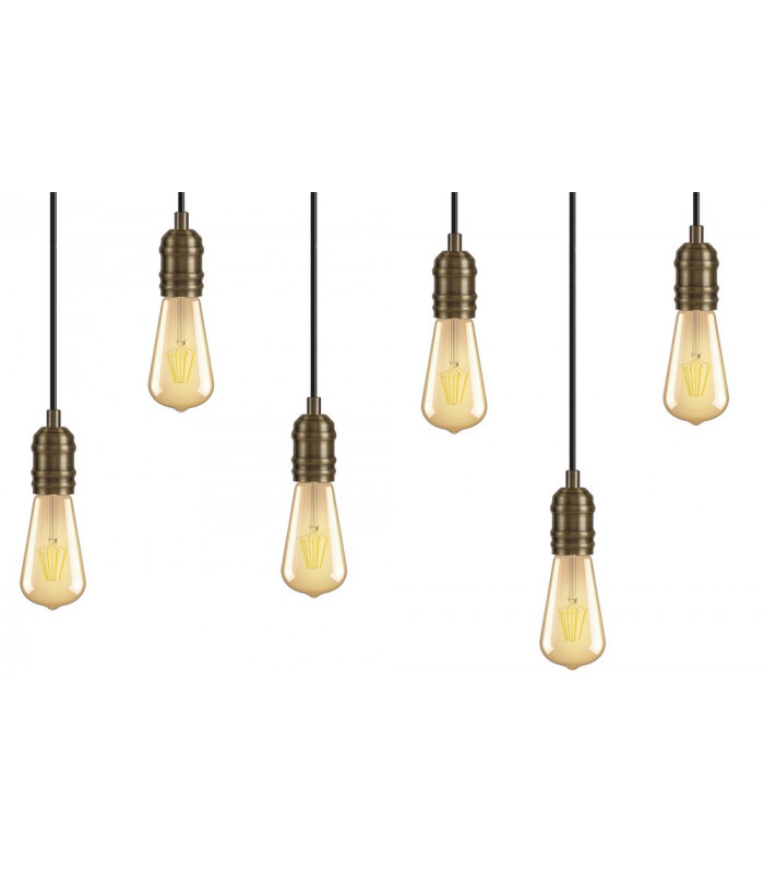 Pendant 6 x E27 Medium Oak Antique Brass-7