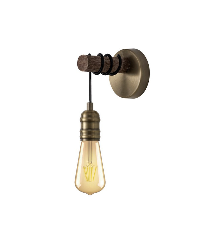 Wall Lamp 1 x E27 Medium Oak Antique Brass-1