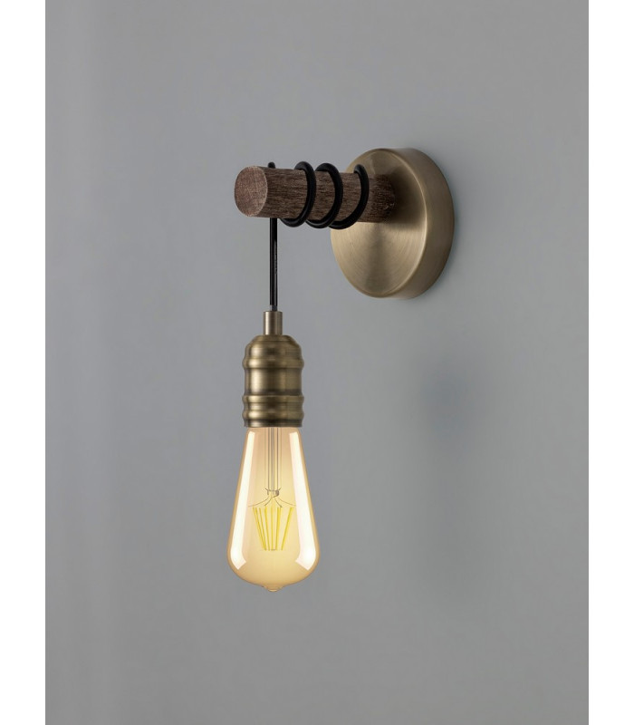 Wall Lamp 1 x E27 Medium Oak Antique Brass-3