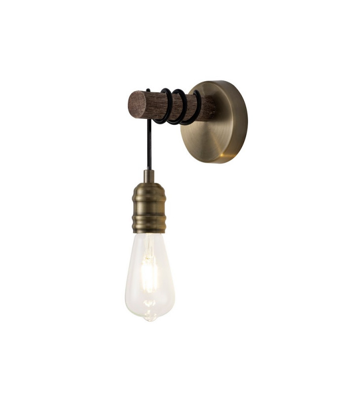 Wall Lamp 1 x E27 Medium Oak Antique Brass-4