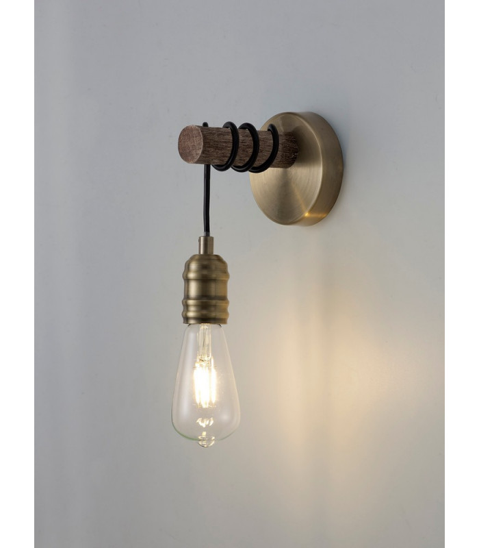 Wall Lamp 1 x E27 Medium Oak Antique Brass-9