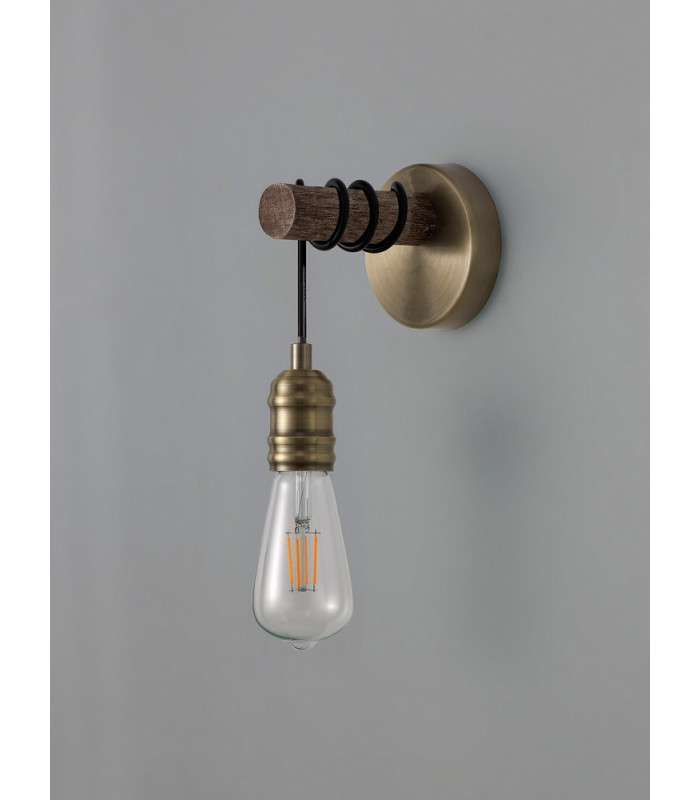 Wall Lamp 1 x E27 Medium Oak Antique Brass-10