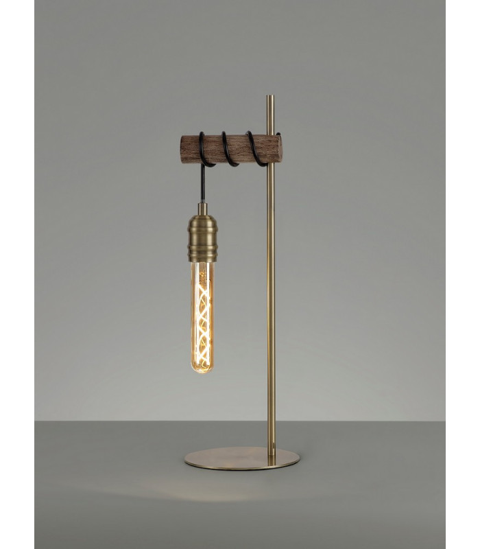 Table Lamp 1 x E27 Medium Oak Antique Brass-3