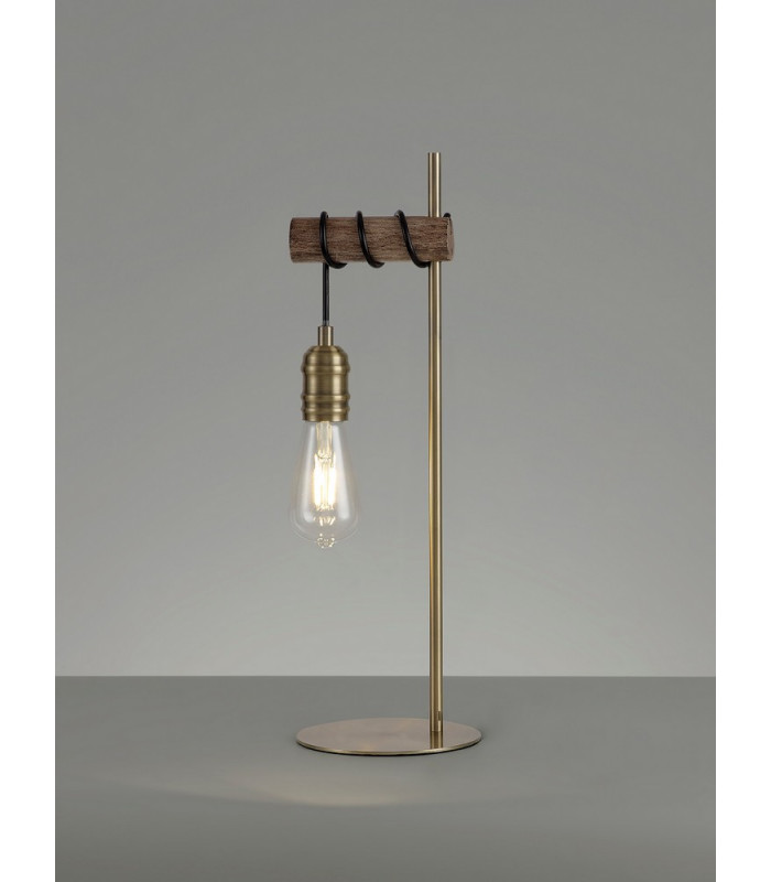Table Lamp 1 x E27 Medium Oak Antique Brass-11