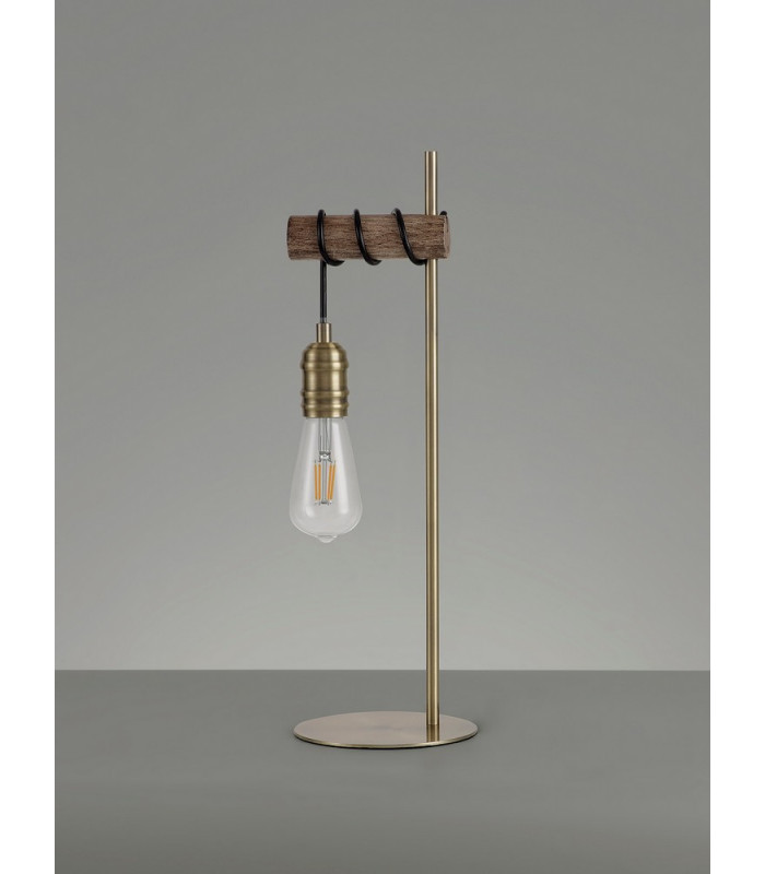 Table Lamp 1 x E27 Medium Oak Antique Brass-12