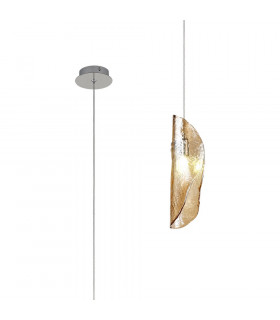 Pendant 2m 1 x G9 Polished Chrome Amber Glass-1