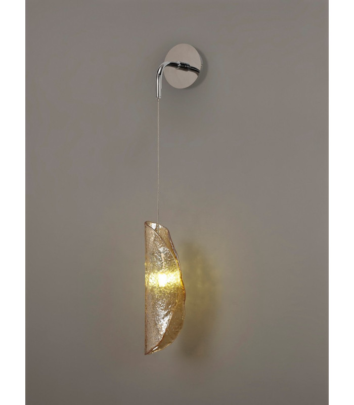 Wall Light 1 x G9 Polished Chrome Amber Glass-3