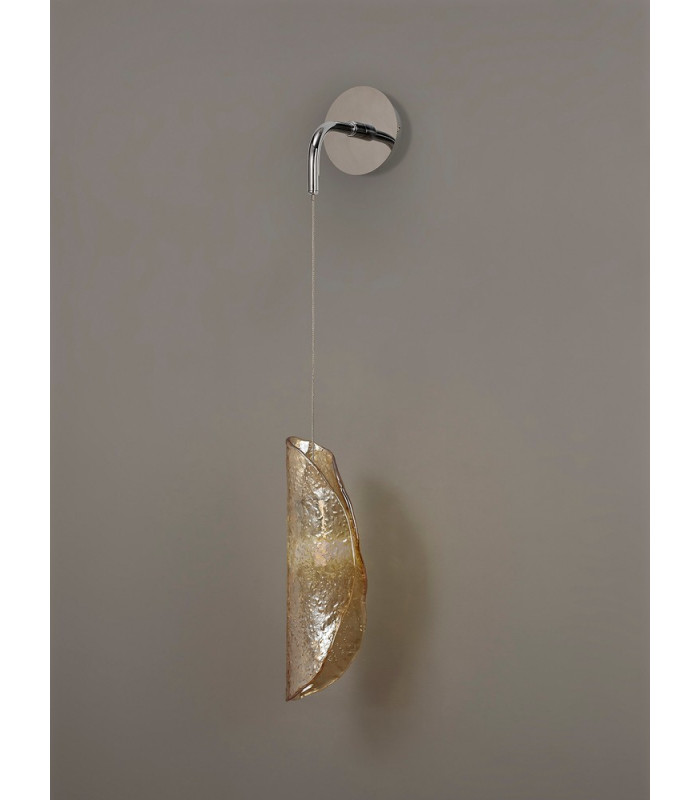 Wall Light 1 x G9 Polished Chrome Amber Glass-10