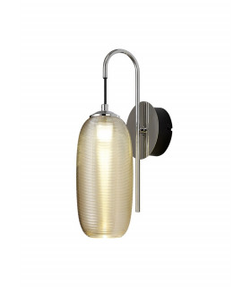 Switched Wall Lamp 1 x 6W LED 4000K 720lm Polished Chrome Black With Champagne Glass 3yrs Warranty-1