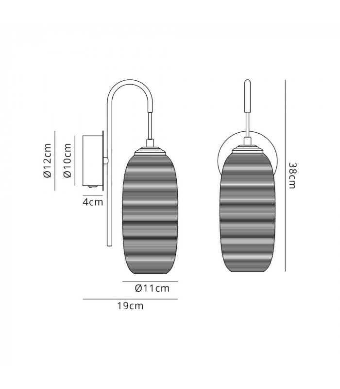 Switched Wall Lamp 1 x 6W LED 4000K 720lm Polished Chrome Black With Champagne Glass 3yrs Warranty-2