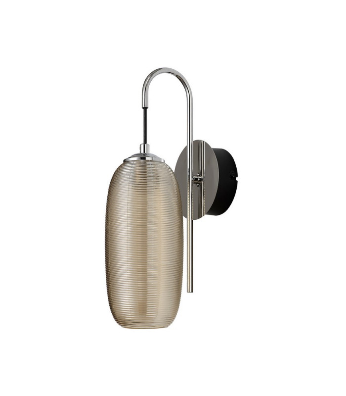 Switched Wall Lamp 1 x 6W LED 4000K 720lm Polished Chrome Black With Champagne Glass 3yrs Warranty-4