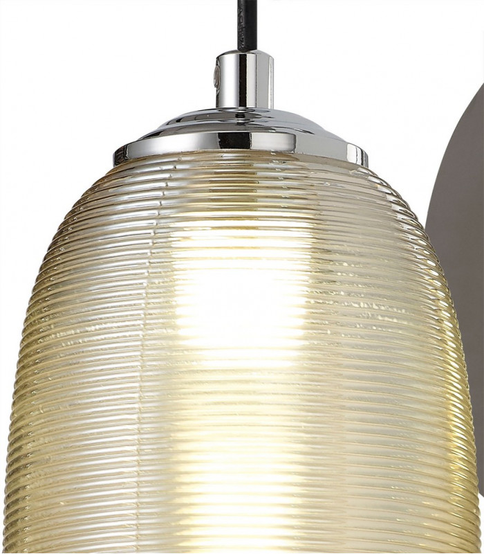 Switched Wall Lamp 1 x 6W LED 4000K 720lm Polished Chrome Black With Champagne Glass 3yrs Warranty-6