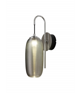 Switched Wall Lamp 1 x 6W LED 4000K 720lm Polished Chrome Black With Smoke Glass 3yrs Warranty-1