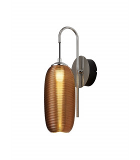Switched Wall Lamp 1 x 6W LED 4000K 720lm Polished Chrome Black With Copper Glass 3yrs Warranty-1