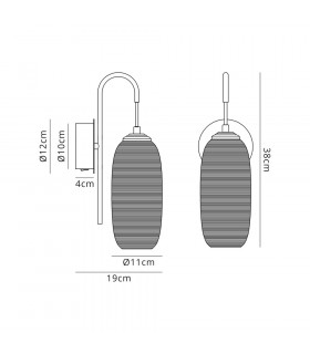 Switched Wall Lamp 1 x 6W LED 4000K 720lm Polished Chrome Black With Copper Glass 3yrs Warranty-2