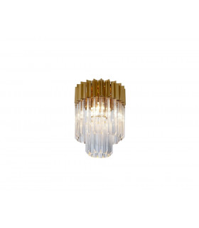 Ceiling Round 3 Light E14 Brass Clear Glass-1