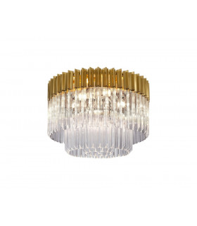 Ceiling Round 7 Light E14 Brass Clear Glass Item Weight: 15.3kg-1