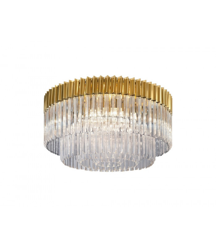 Ceiling Round 12 Light E14 Brass Clear Glass Item Weight: 28.4kg-1
