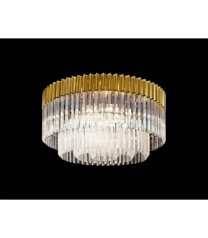 Ceiling Round 12 Light E14 Brass Clear Glass Item Weight: 28.4kg-3