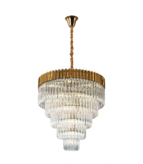 Pendant Round 5 Tier 18 Light E14 Brass Clear Glass Item Weight: 30.2kg-1