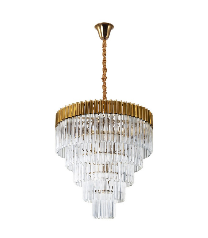 Pendant Round 5 Tier 18 Light E14 Brass Clear Glass Item Weight: 30.2kg-6