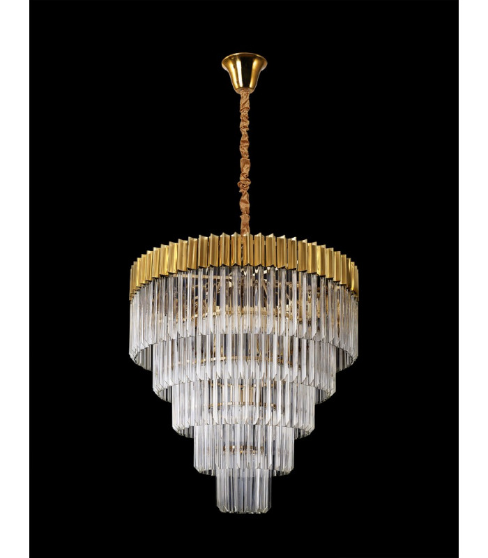 Pendant Round 5 Tier 18 Light E14 Brass Clear Glass Item Weight: 30.2kg-11