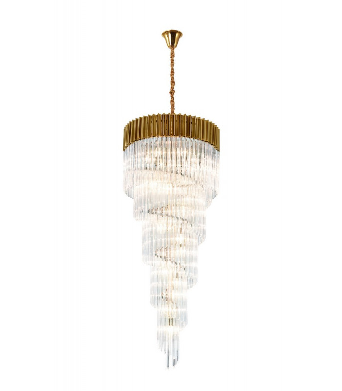Pendant Round 5 Tier 23 Light E14 Brass Clear Glass Item Weight: 56.2kg-1