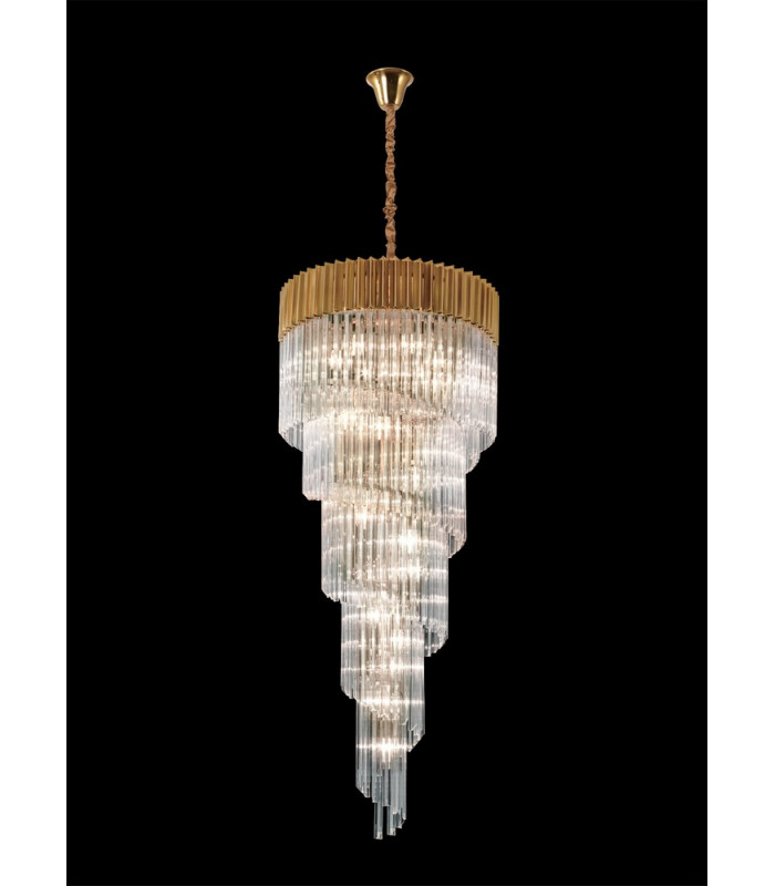Pendant Round 5 Tier 23 Light E14 Brass Clear Glass Item Weight: 56.2kg-3
