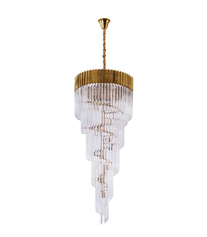 Pendant Round 5 Tier 23 Light E14 Brass Clear Glass Item Weight: 56.2kg-5