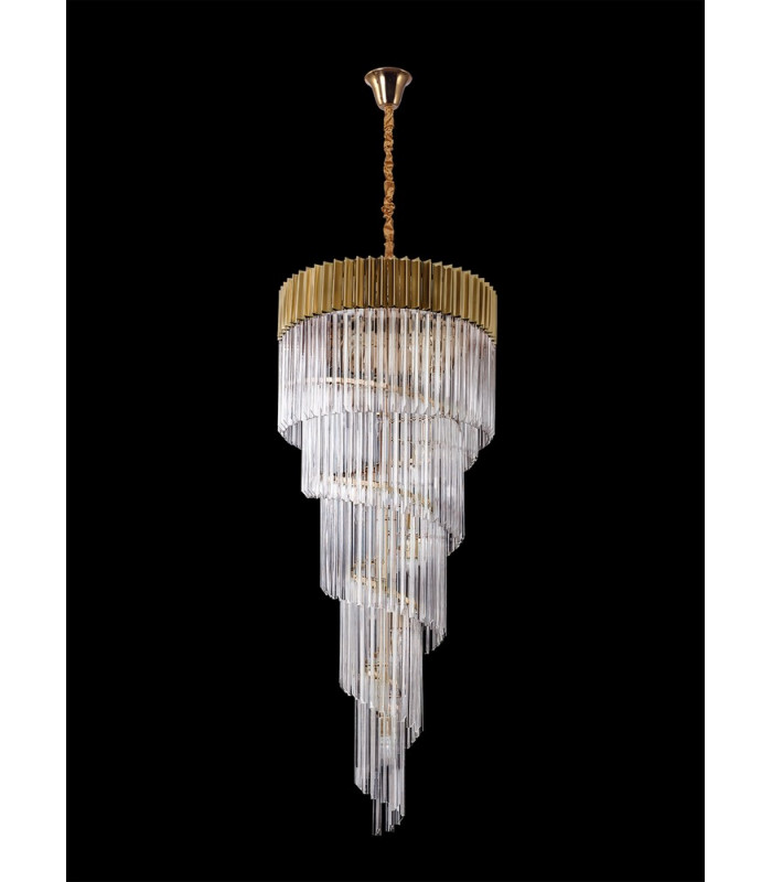 Pendant Round 5 Tier 23 Light E14 Brass Clear Glass Item Weight: 56.2kg-10