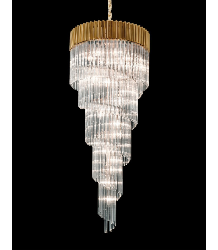 Pendant Round 5 Tier 23 Light E14 Brass Clear Glass Item Weight: 56.2kg-11