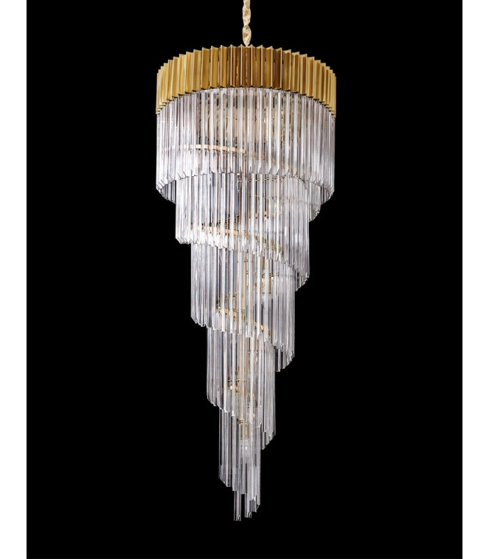 Pendant Round 5 Tier 23 Light E14 Brass Clear Glass Item Weight: 56.2kg-12