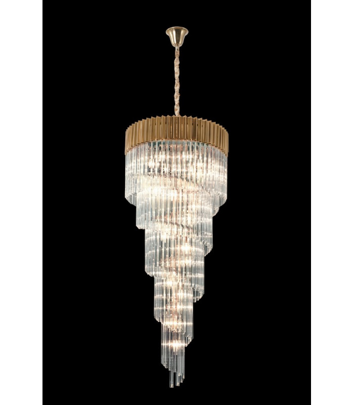 Pendant Round 7 Tier 31 Light E14 Brass Clear Glass Item Weight: 92.7kg-3